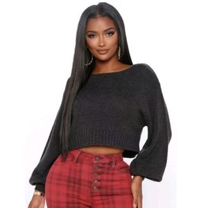 Fashion Nova all she need cropped Sweater charcoal